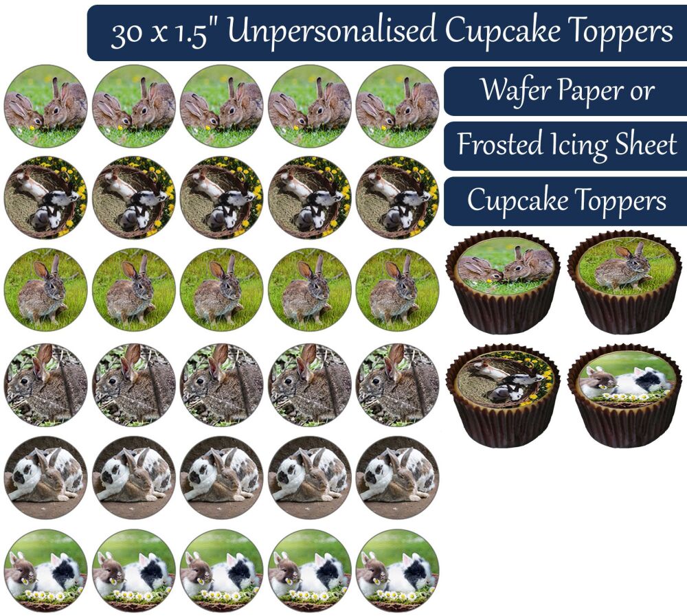 Bunny / Bunnies - 30 Cupcake Toppers