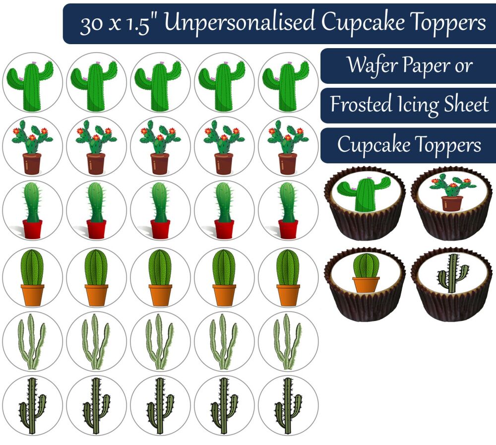 Cactus - 30 Cupcake Toppers