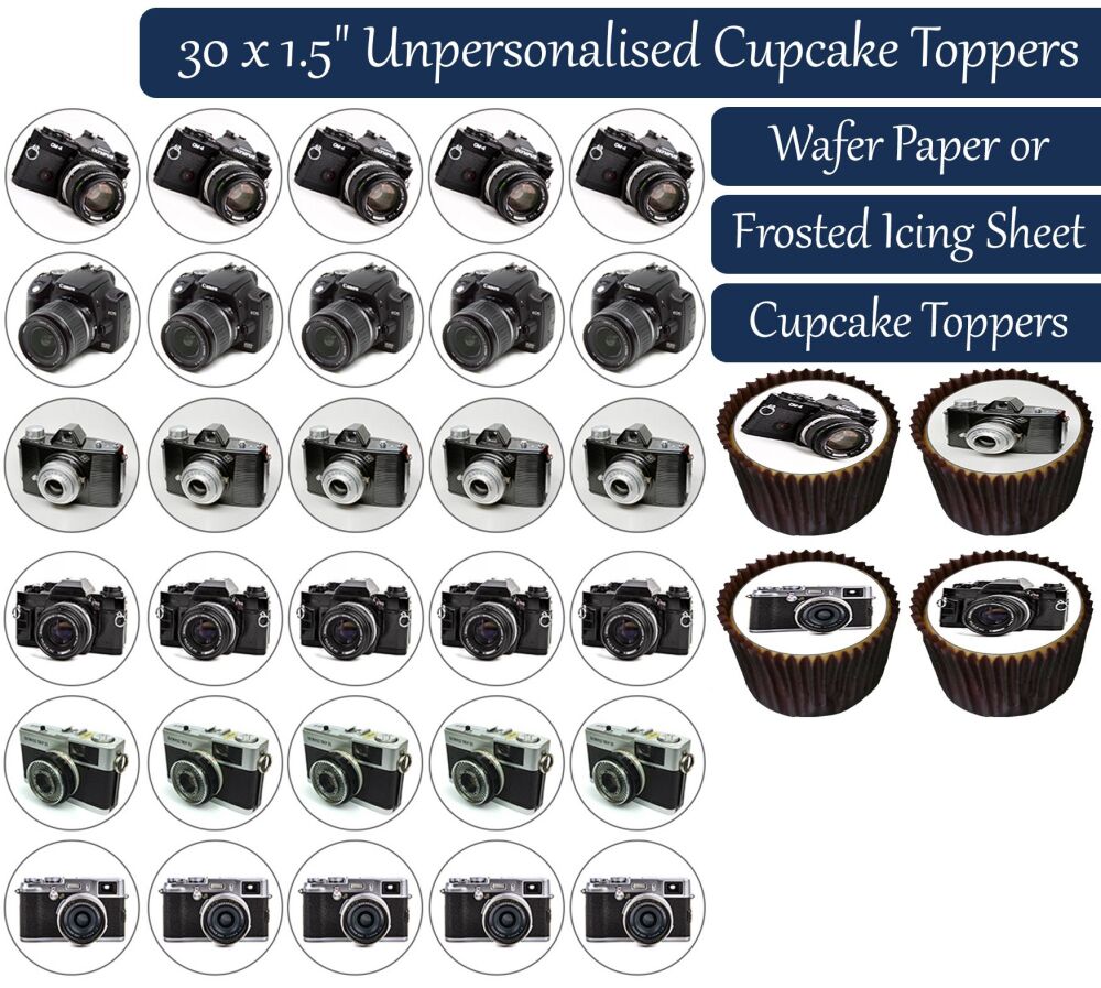 Cameras - 30 Cupcake Toppers