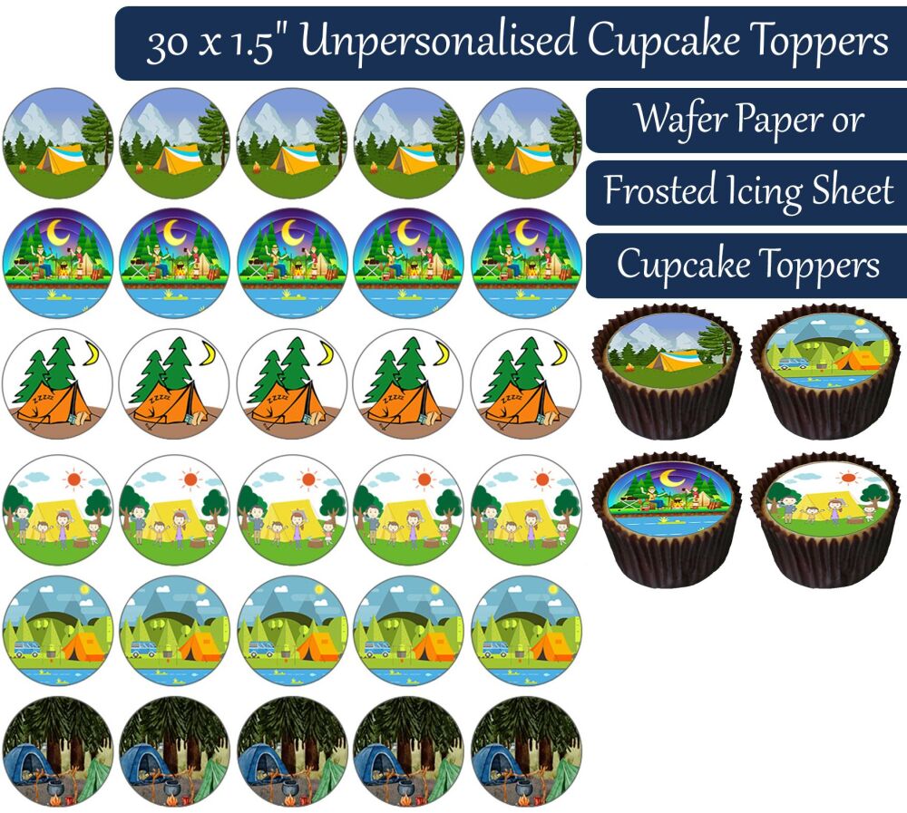Camping - 30 Cupcake Toppers