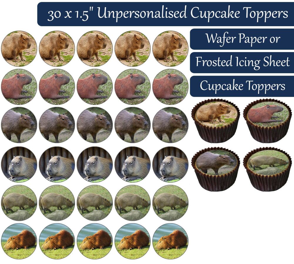 Capybara - 30 Cupcake Toppers