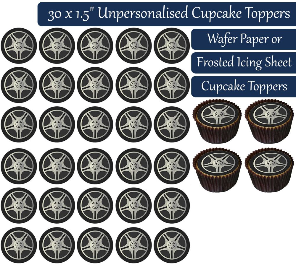Car Wheels - 30 Cupcake Toppers