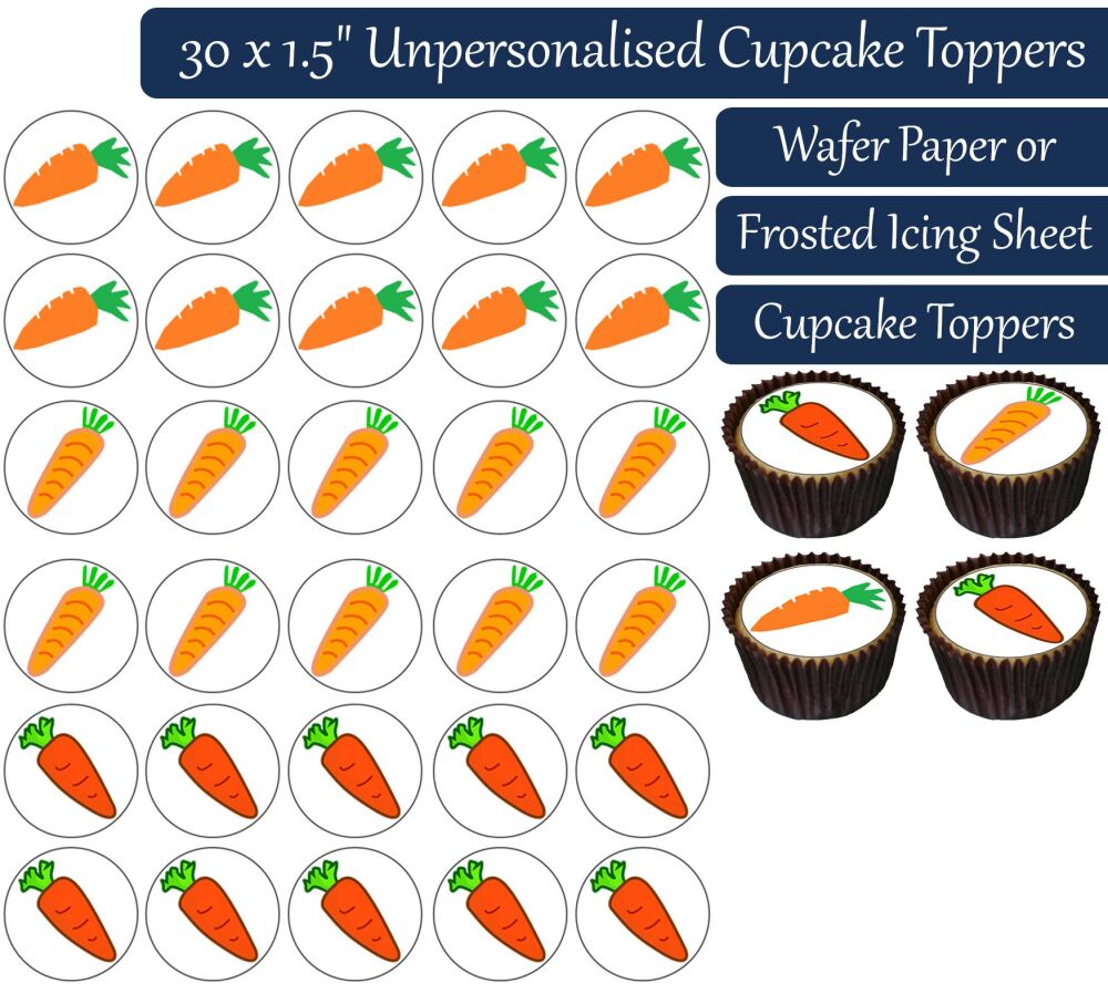 Carrots - 30 Cupcake Toppers