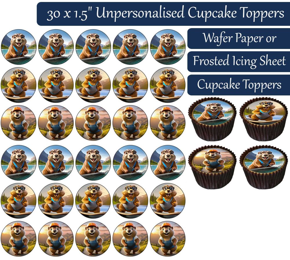 Cartoon Hamster - 30 Cupcake Toppers