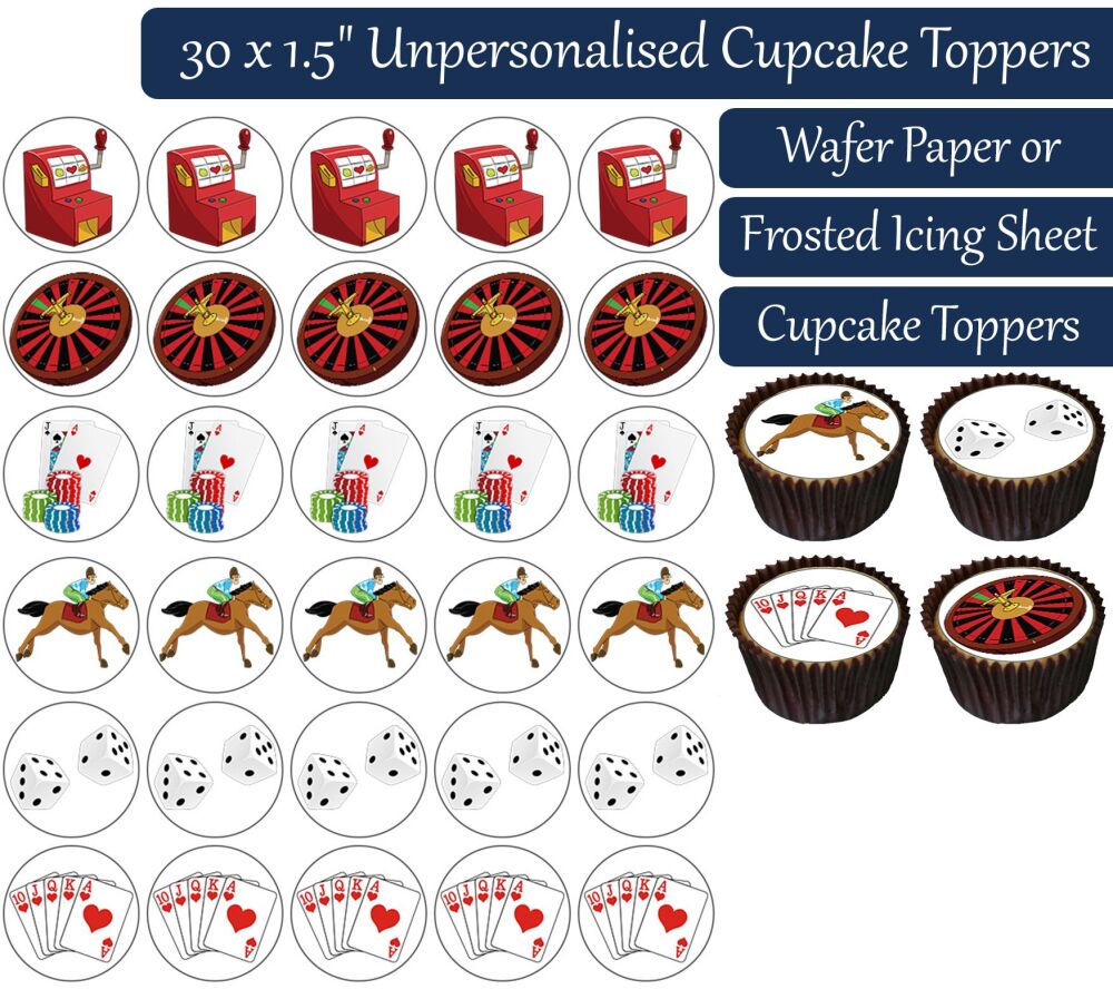 Casino - 30 Cupcake Toppers
