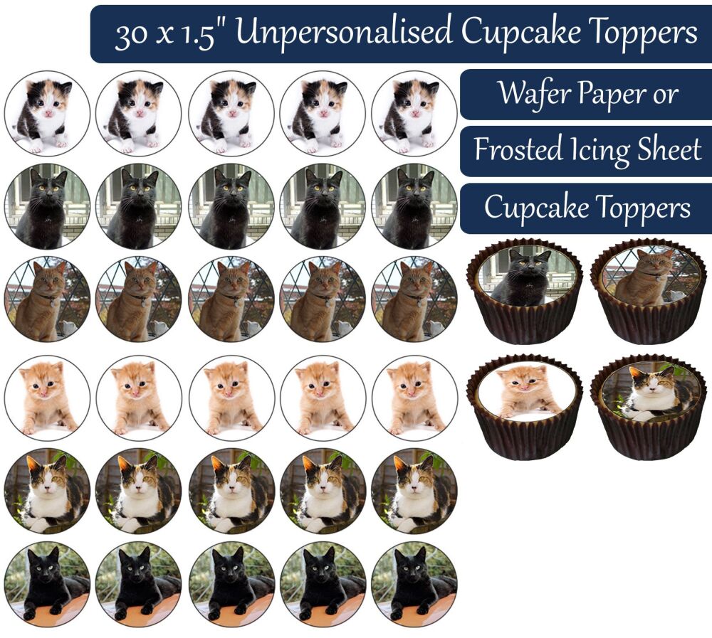 Cats - 30 Cupcake Toppers