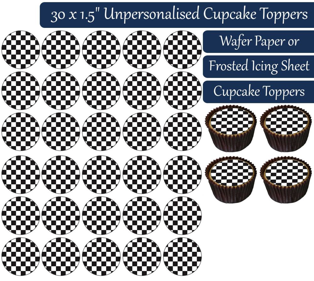 Checkered Pattern - 30 Cupcake Toppers