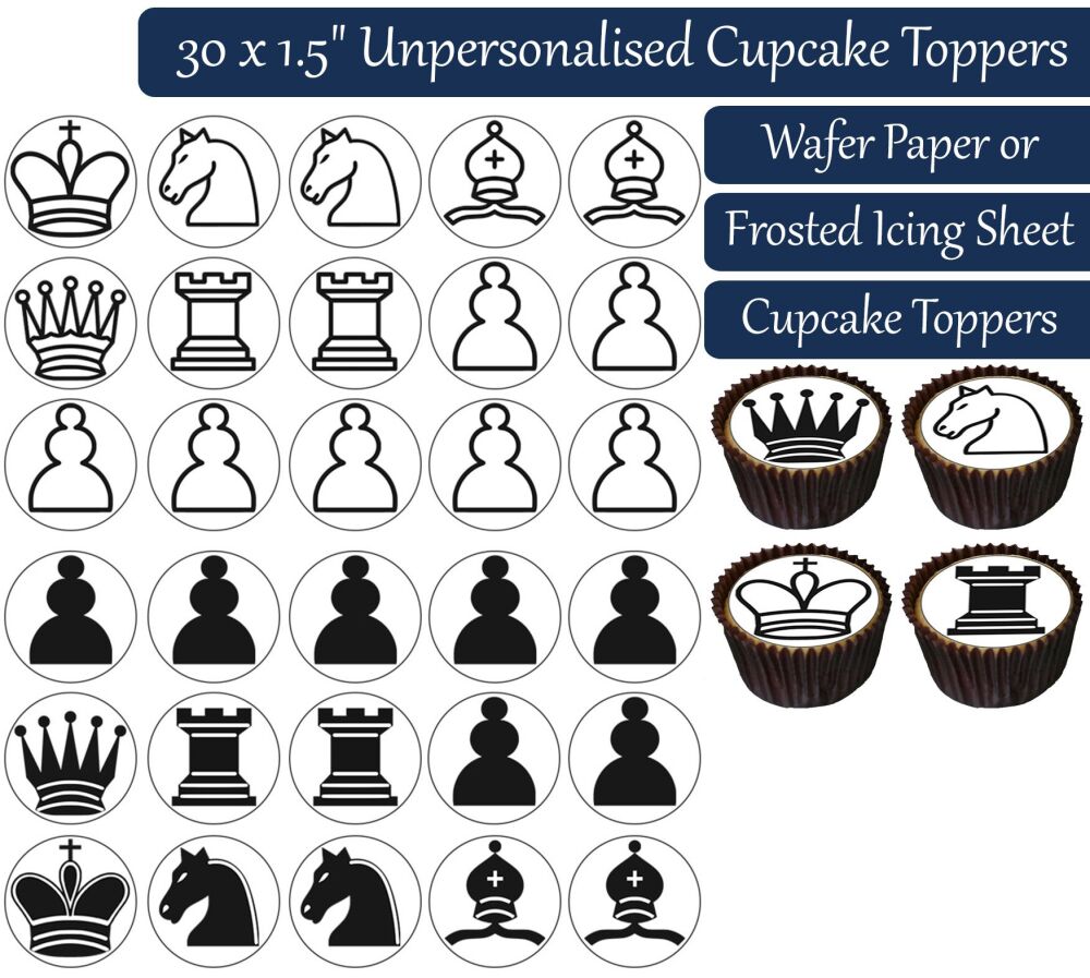 Chess - 30 Cupcake Toppers