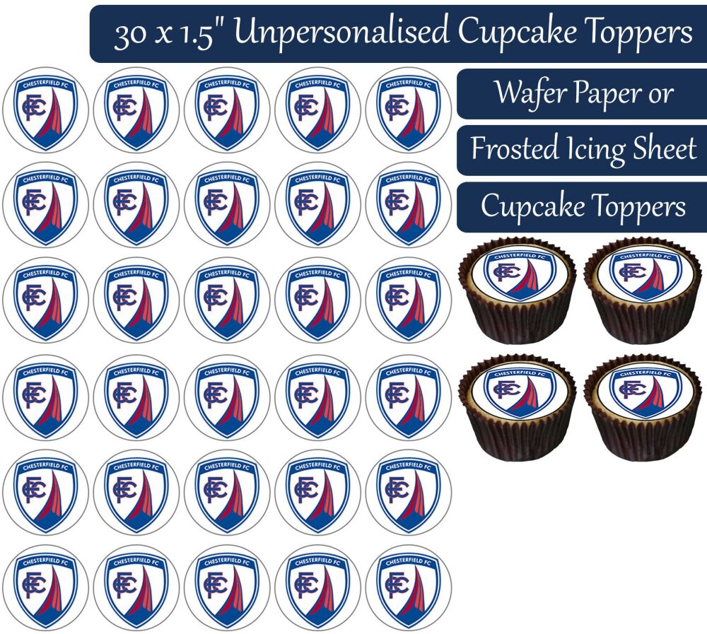 Chesterfield Football - 30 Cupcake Toppers