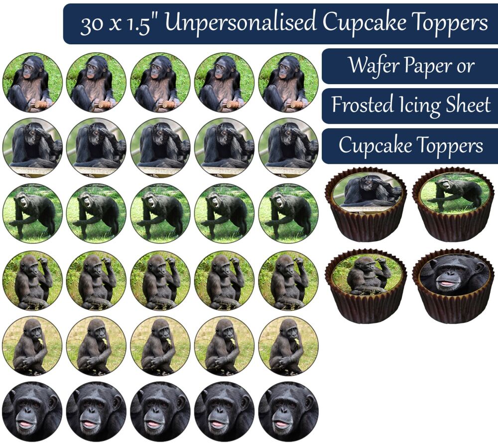 Chimp - 30 Cupcake Toppers