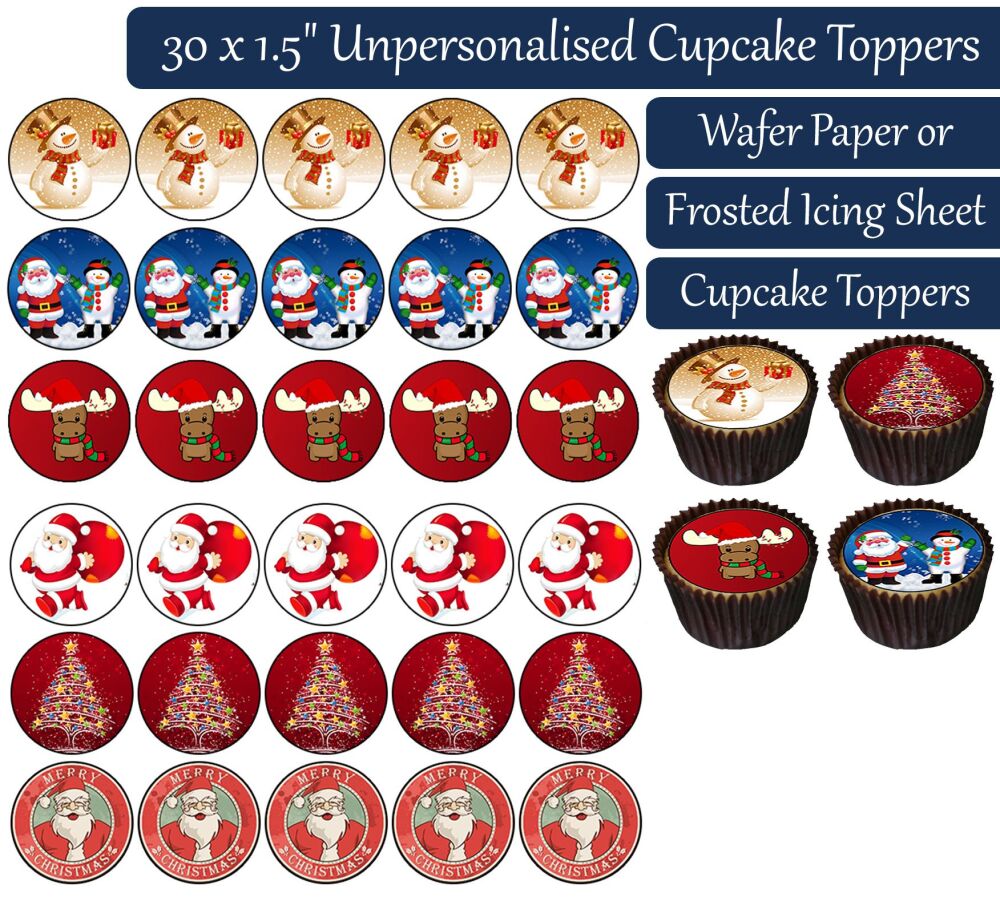 Christmas - 30 Cupcake Toppers