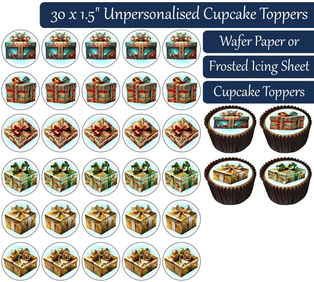 Christmas Gift - 30 Cupcake Toppers