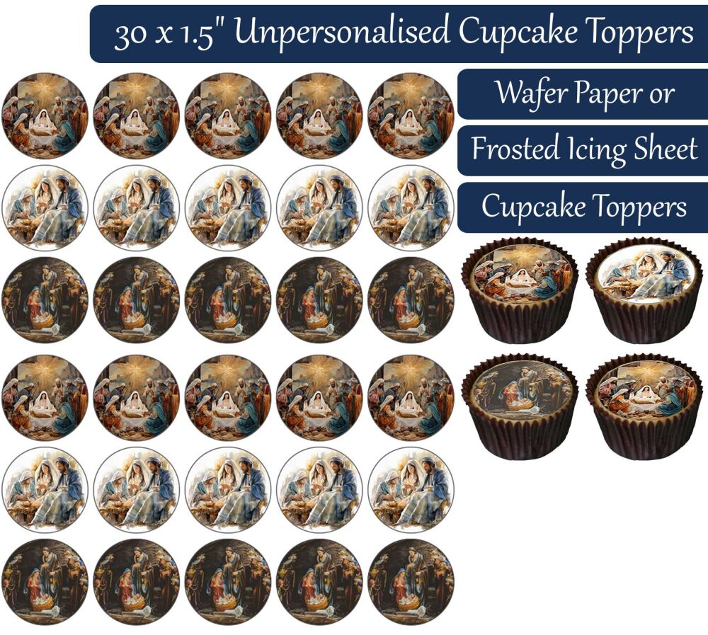 Christmas Nativity Baby Jesus - 30 Cupcake Toppers