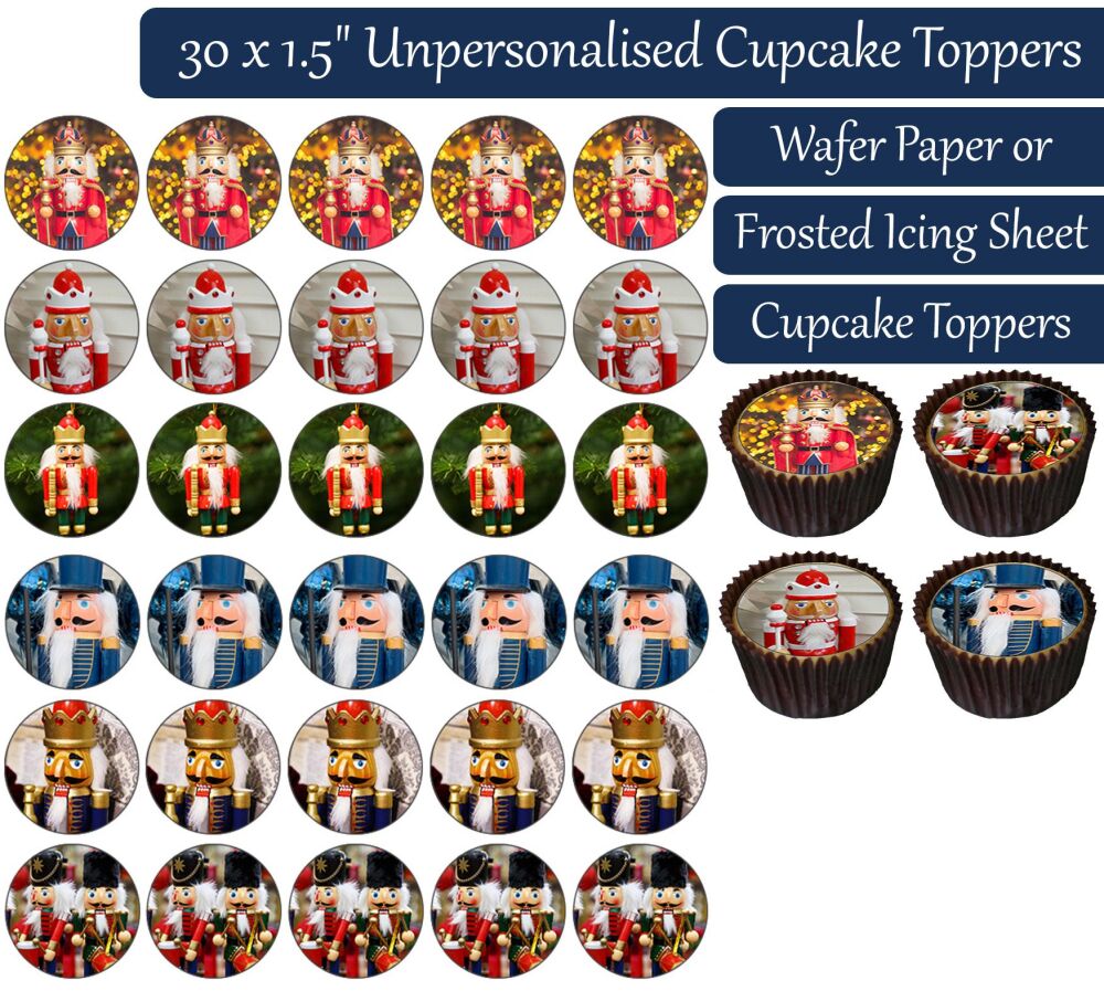 Christmas Nutcrackers - 30 Cupcake Toppers