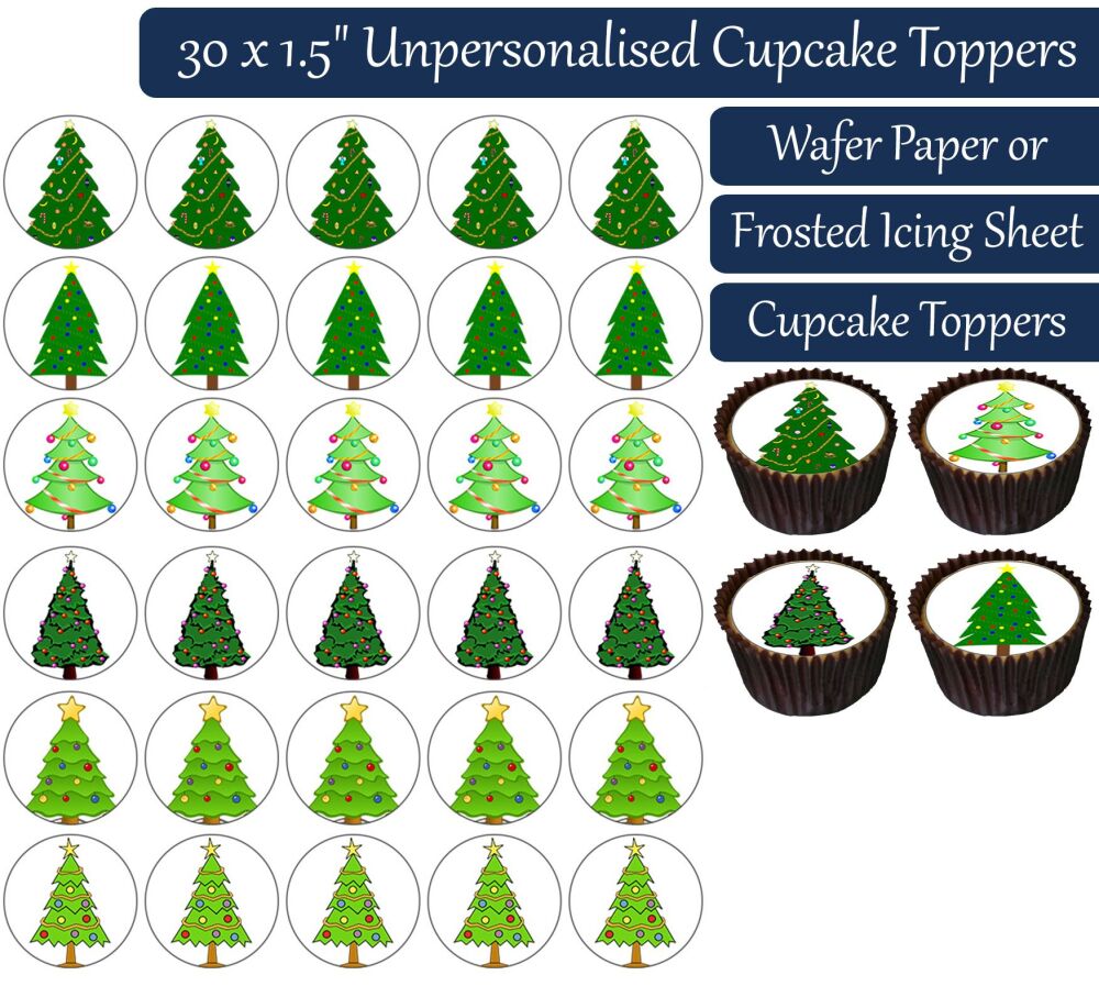 Christmas Trees - 30 Cupcake Toppers