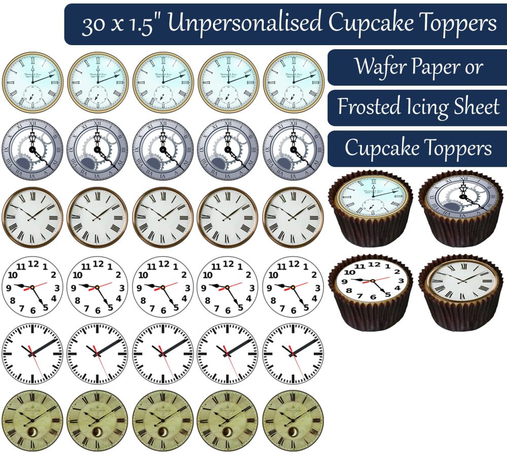 Clock Faces - 30 Cupcake Toppers