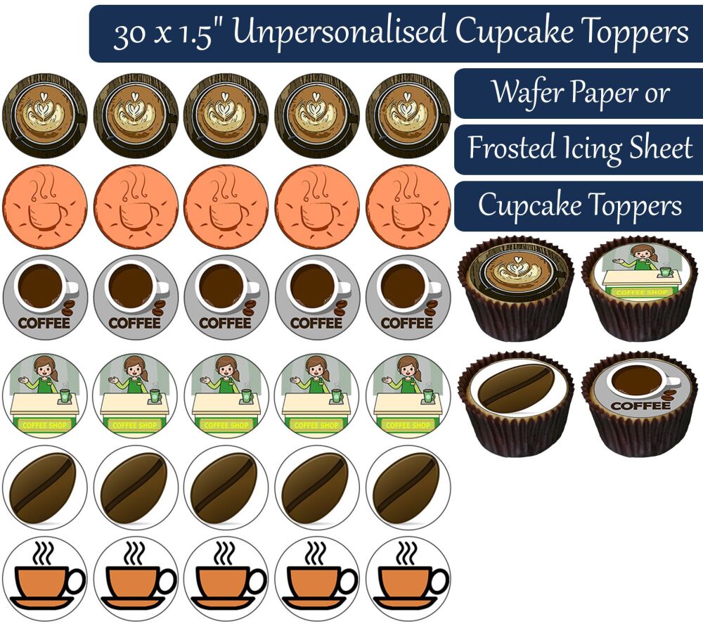 Coffee - 30 Cupcake Toppers