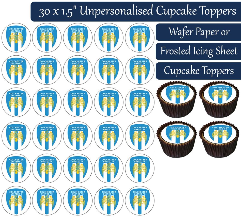 Colchester United Football - 30 Cupcake Toppers