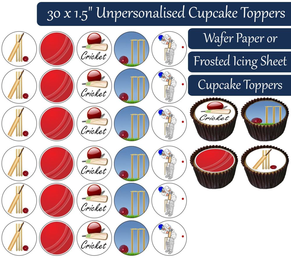 Cricket - 30 Cupcake Toppers