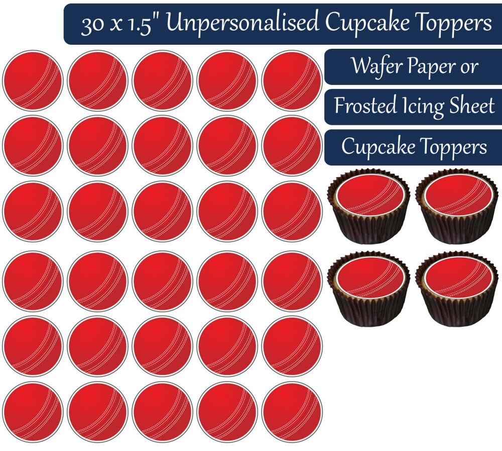 Cricket Balls - 30 Cupcake Toppers