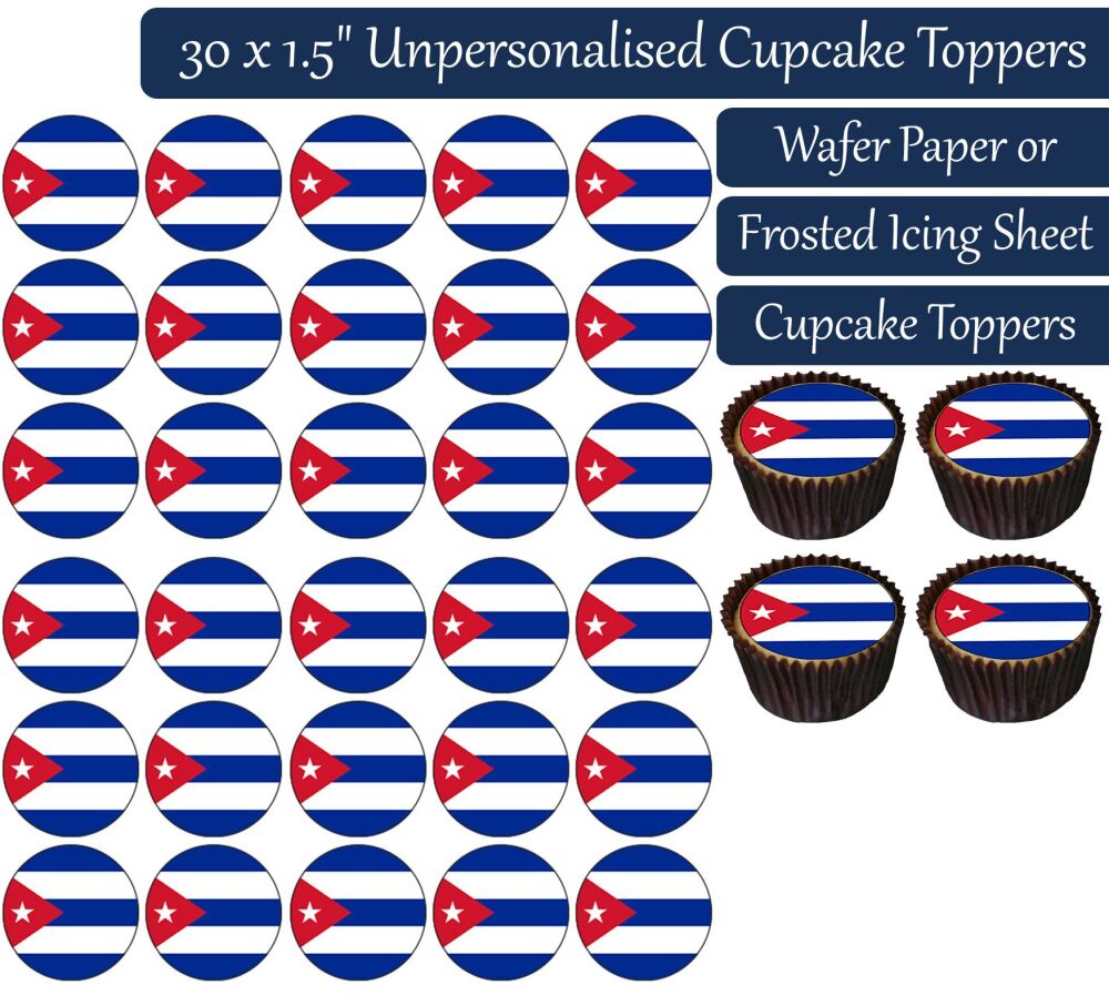 Cuba Flag - 30 Cupcake Toppers