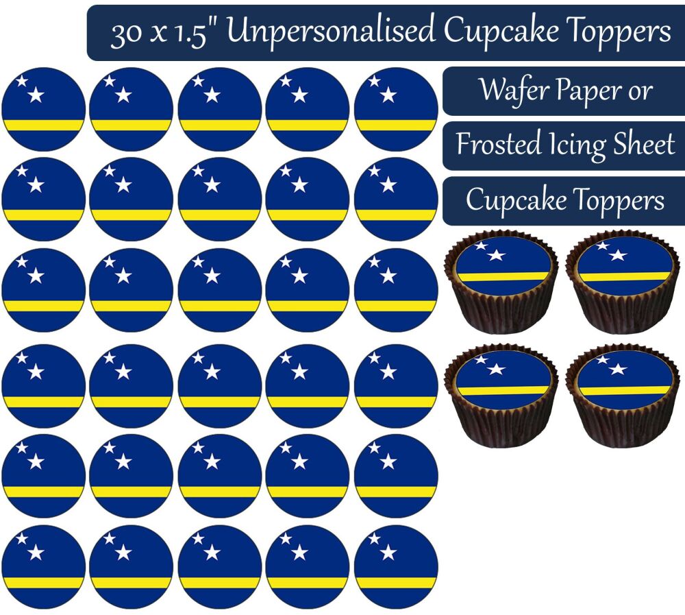 Curacao Flag - 30 Cupcake Toppers