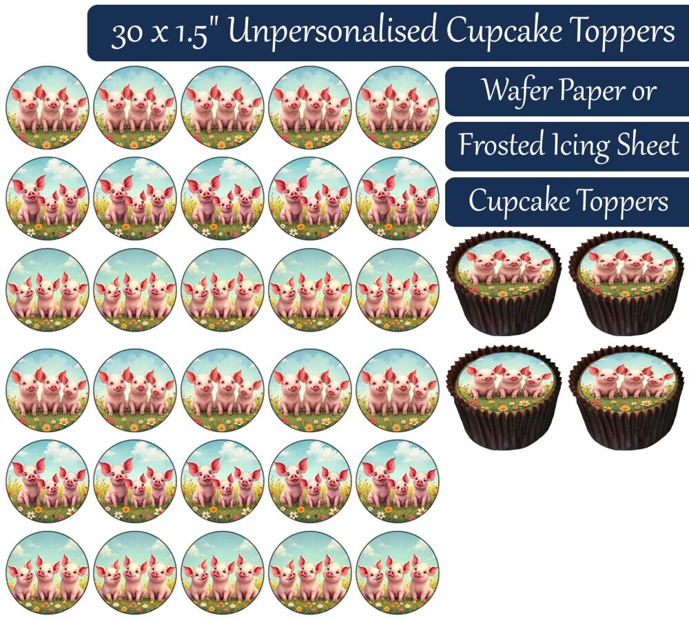 Cute Pigs - 30 Cupcake Toppers