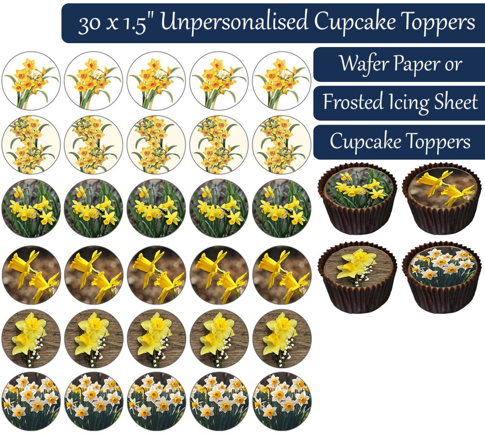 Daffodils - 30 Cupcake Toppers