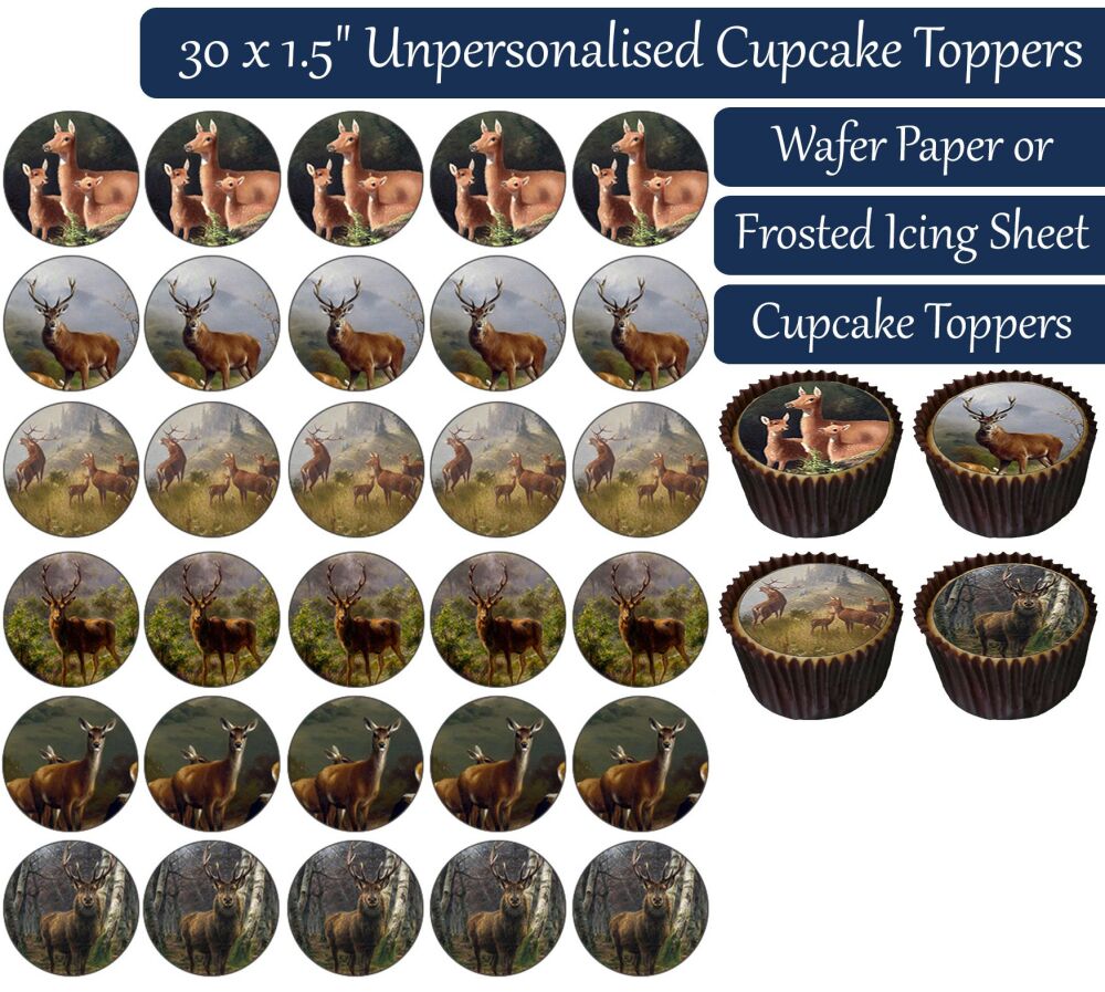 Deer - 30 Cupcake Toppers