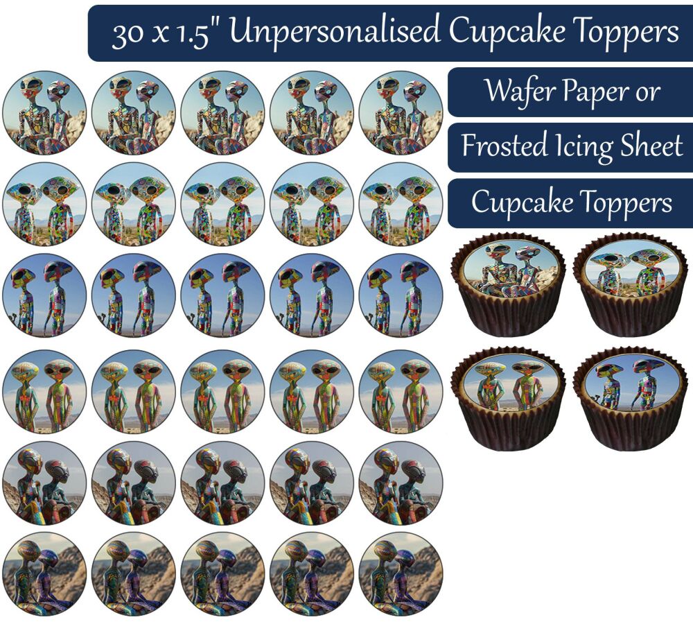 Desert Aliens - 30 Cupcake Toppers