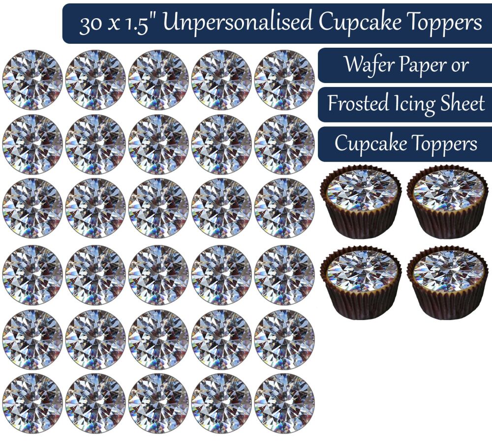 Diamond Gem Pattern- 30 Cupcake Toppers