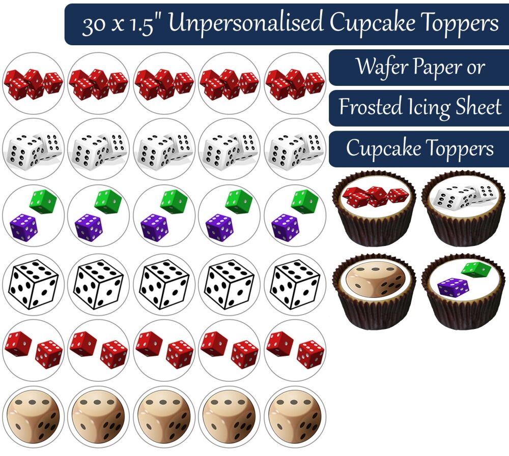 Dice - 30 Cupcake Toppers