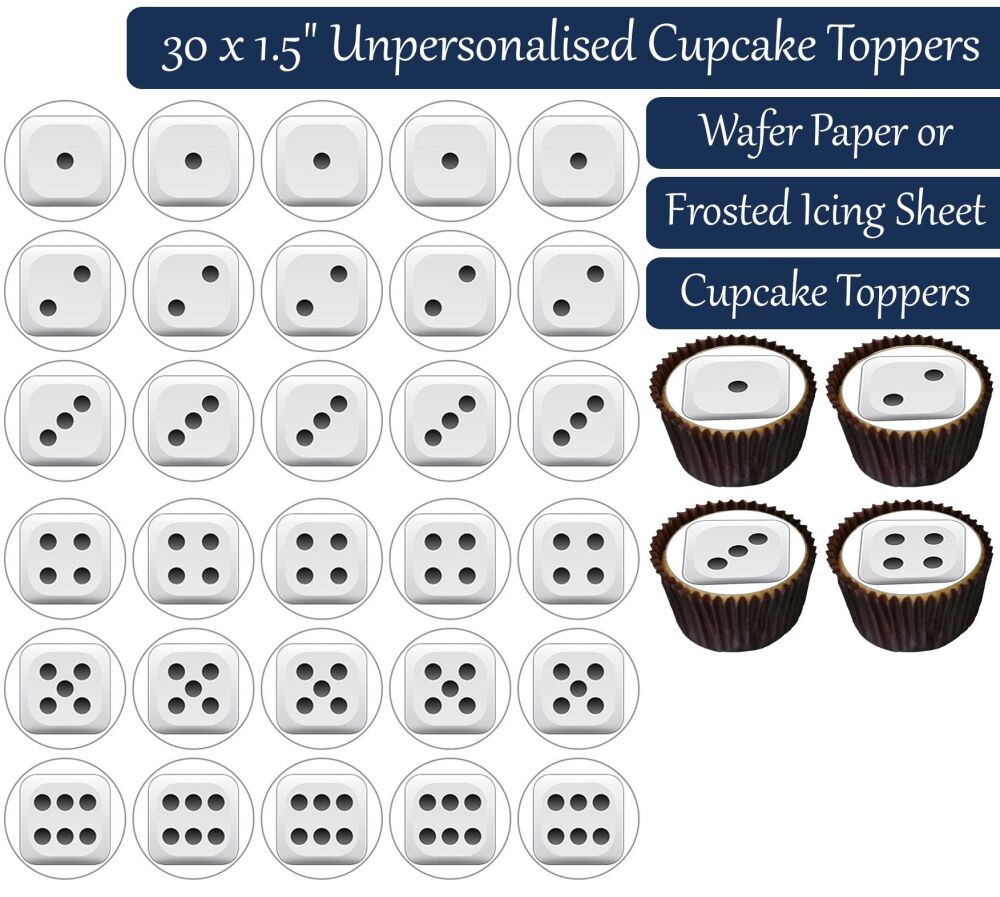 Dice Numbers - 30 Cupcake Toppers