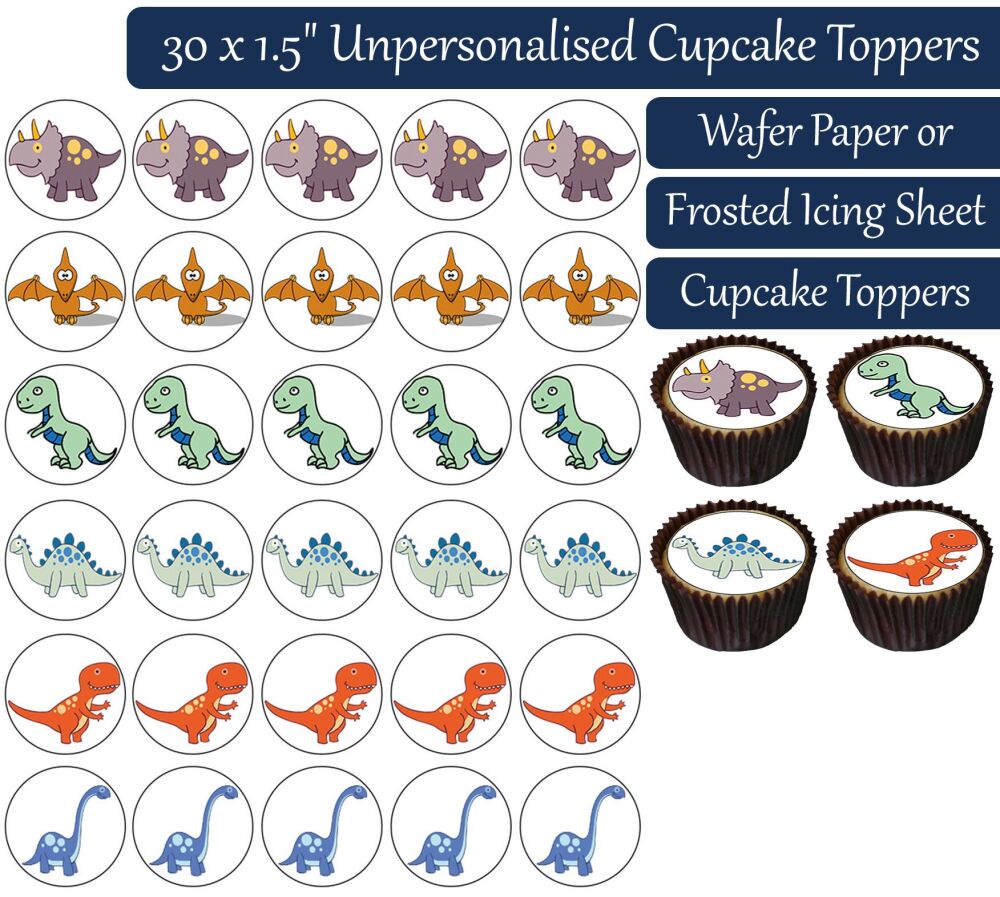 Dinosaurs - 30 Cupcake Toppers