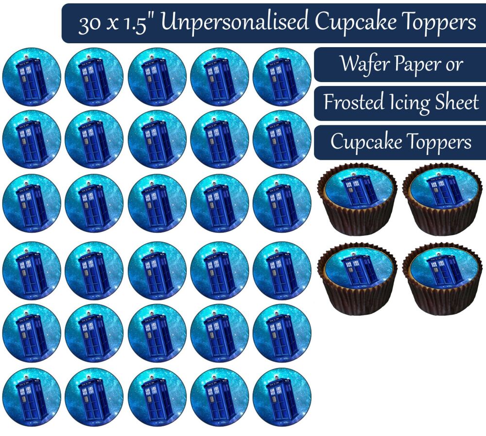 Doctor Who Tardis - 30 Cupcake Toppers