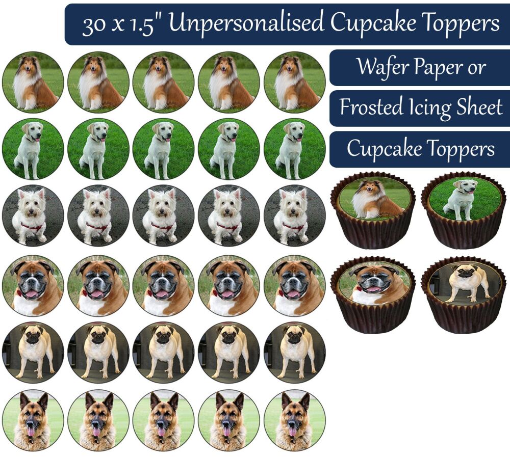 Dogs - 30 Cupcake Toppers
