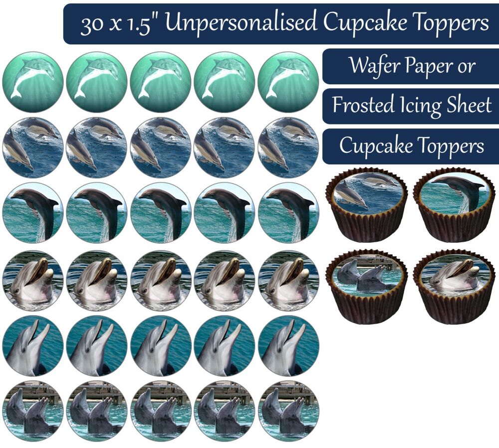 Dolphin - 30 Cupcake Toppers