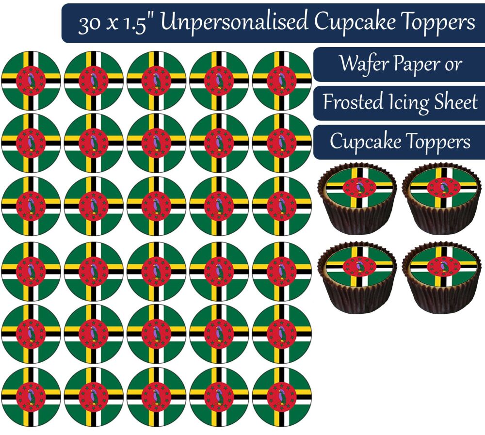 Dominica Flag - 30 Cupcake Toppers