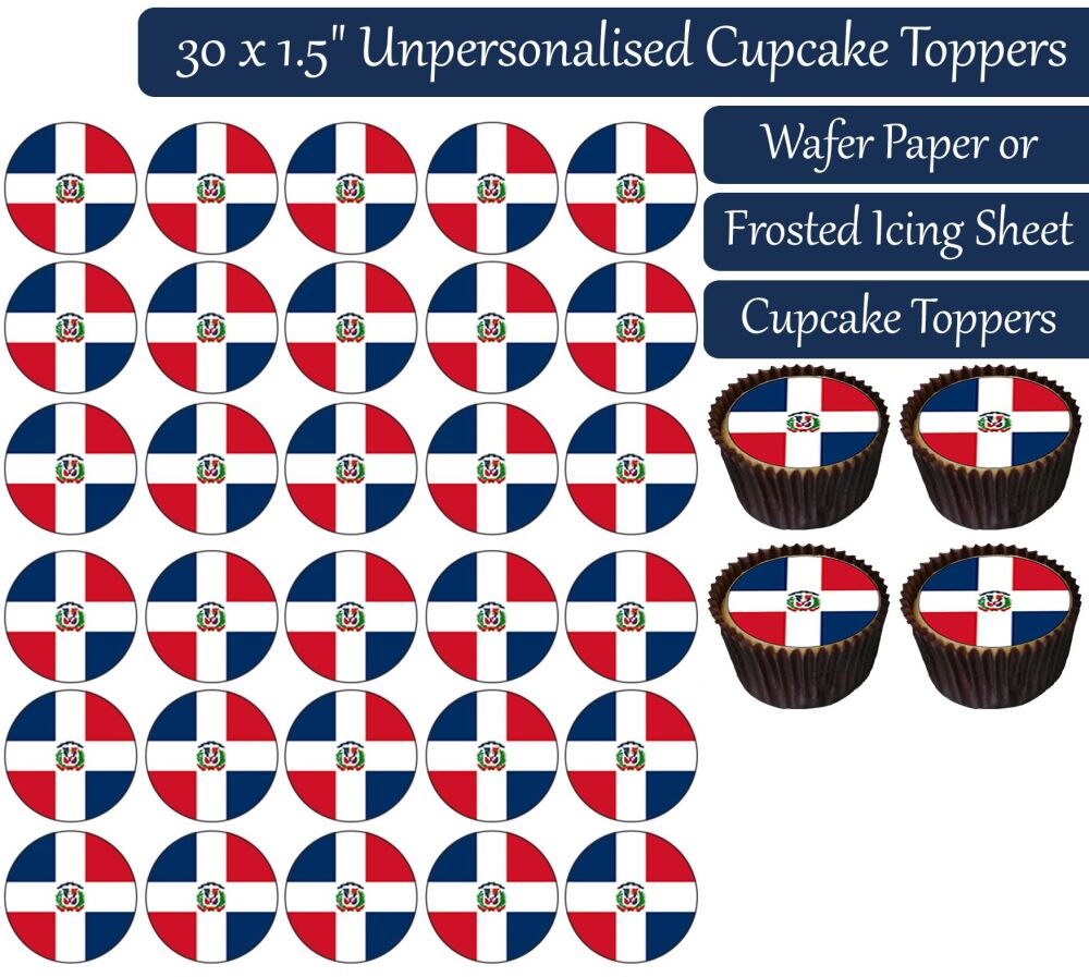 Dominican Republic Flag - 30 Cupcake Toppers