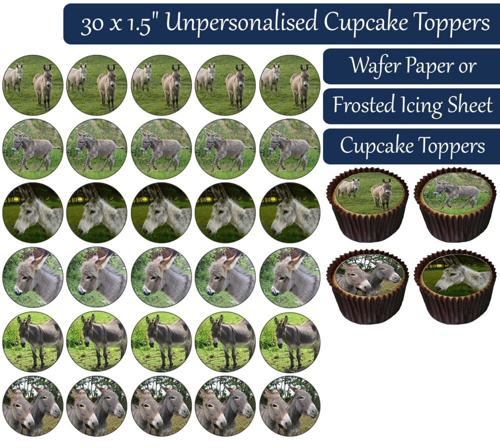 Donkeys - 30 Cupcake Toppers