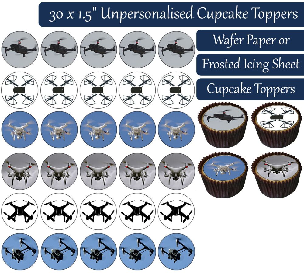 Drone - 30 Cupcake Toppers