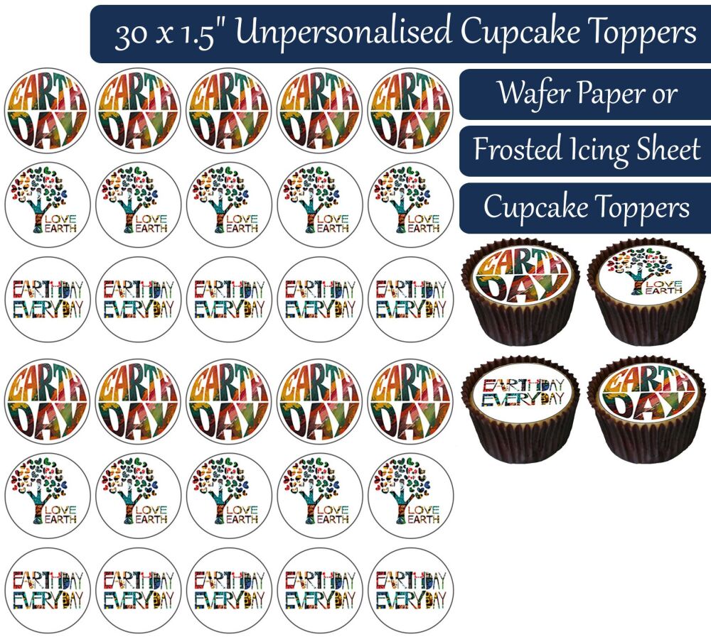 Earth Day - 30 Cupcake Toppers