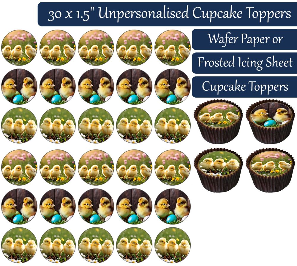 Easter Chicks - 30 Cupcake Toppers