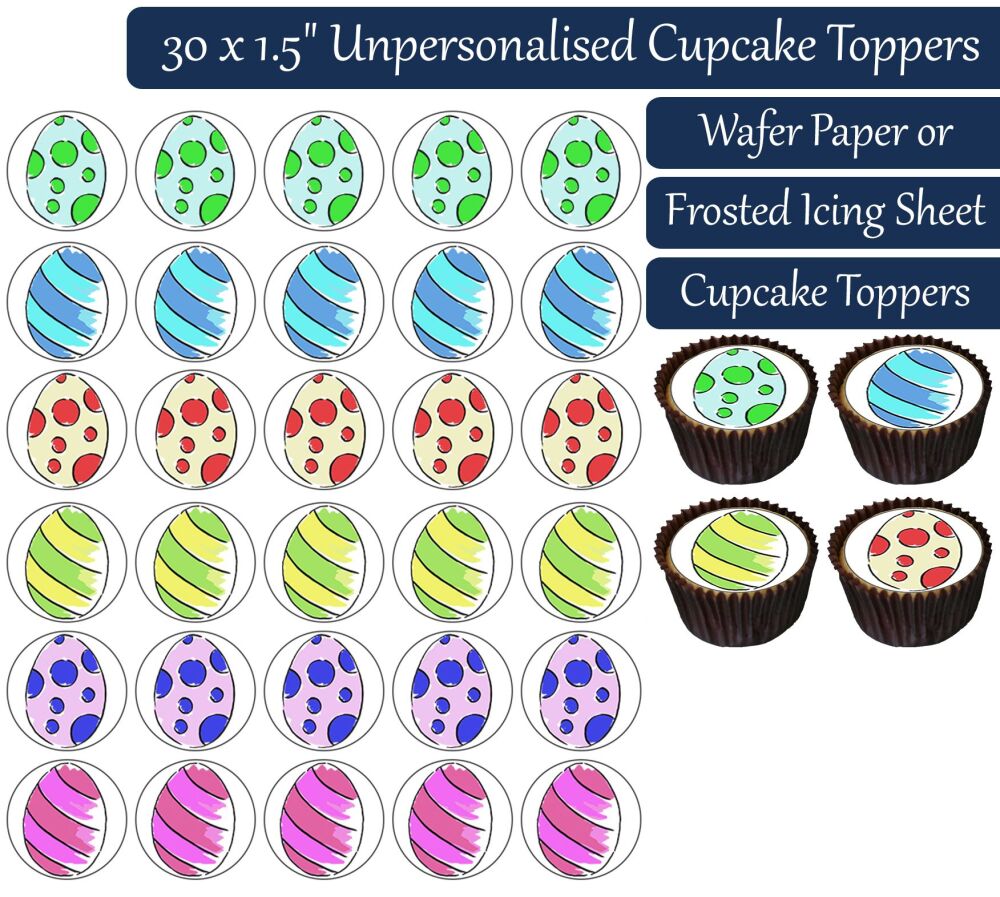 Easter Eggs - 30 Cupcake Toppers