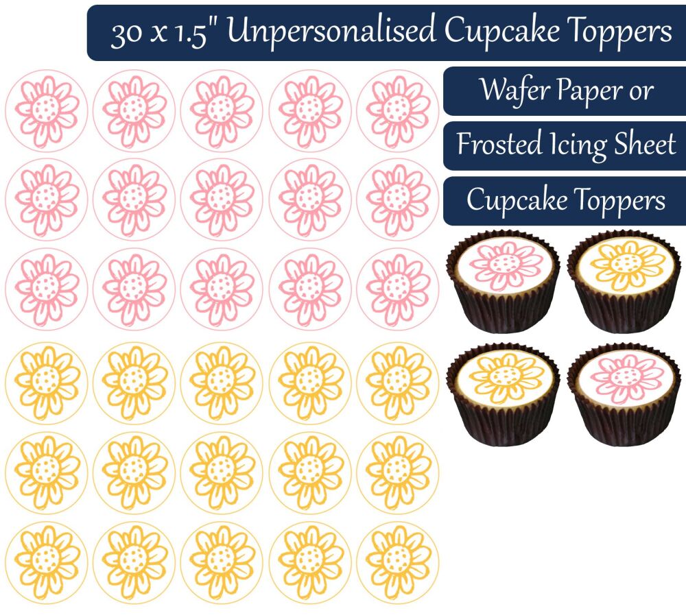 Easter Flowers - 30 Cupcake Toppers