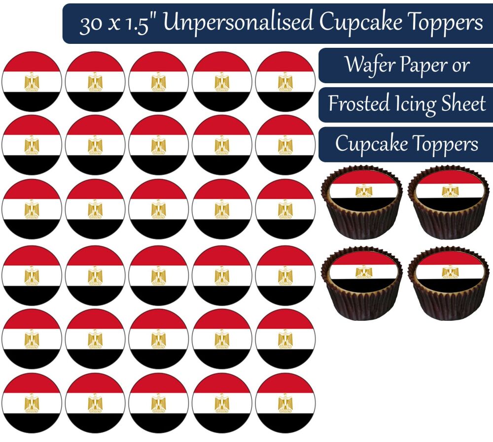 Egypt Flag - 30 Cupcake Toppers