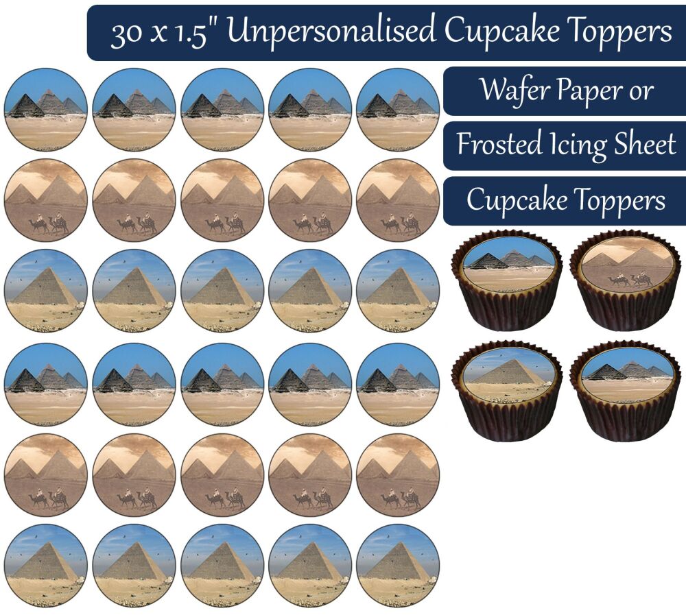 Egyptian Pyramids - 30 Cupcake Toppers