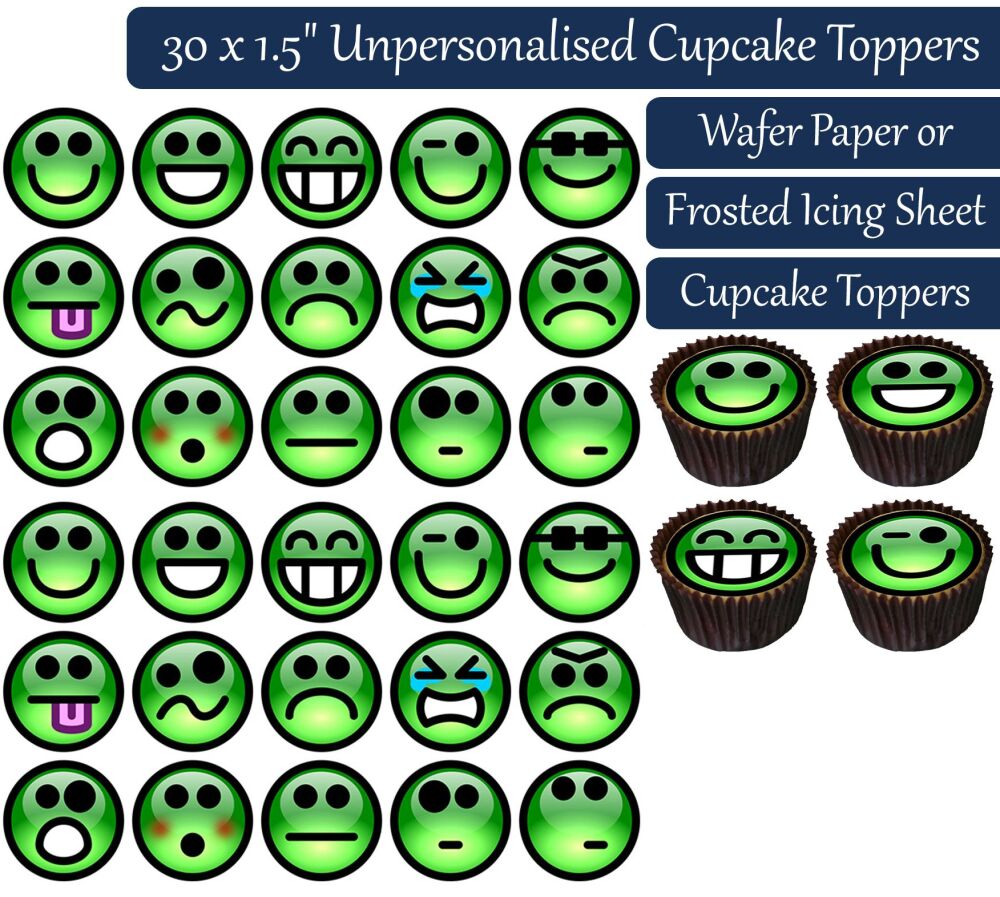 Emoji Green - 30 Cupcake Toppers