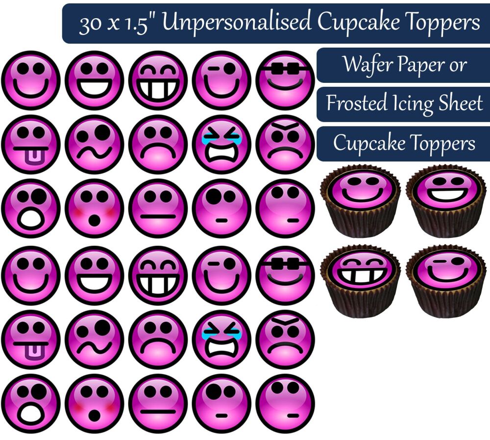 Emoji Purple - 30 Cupcake Toppers
