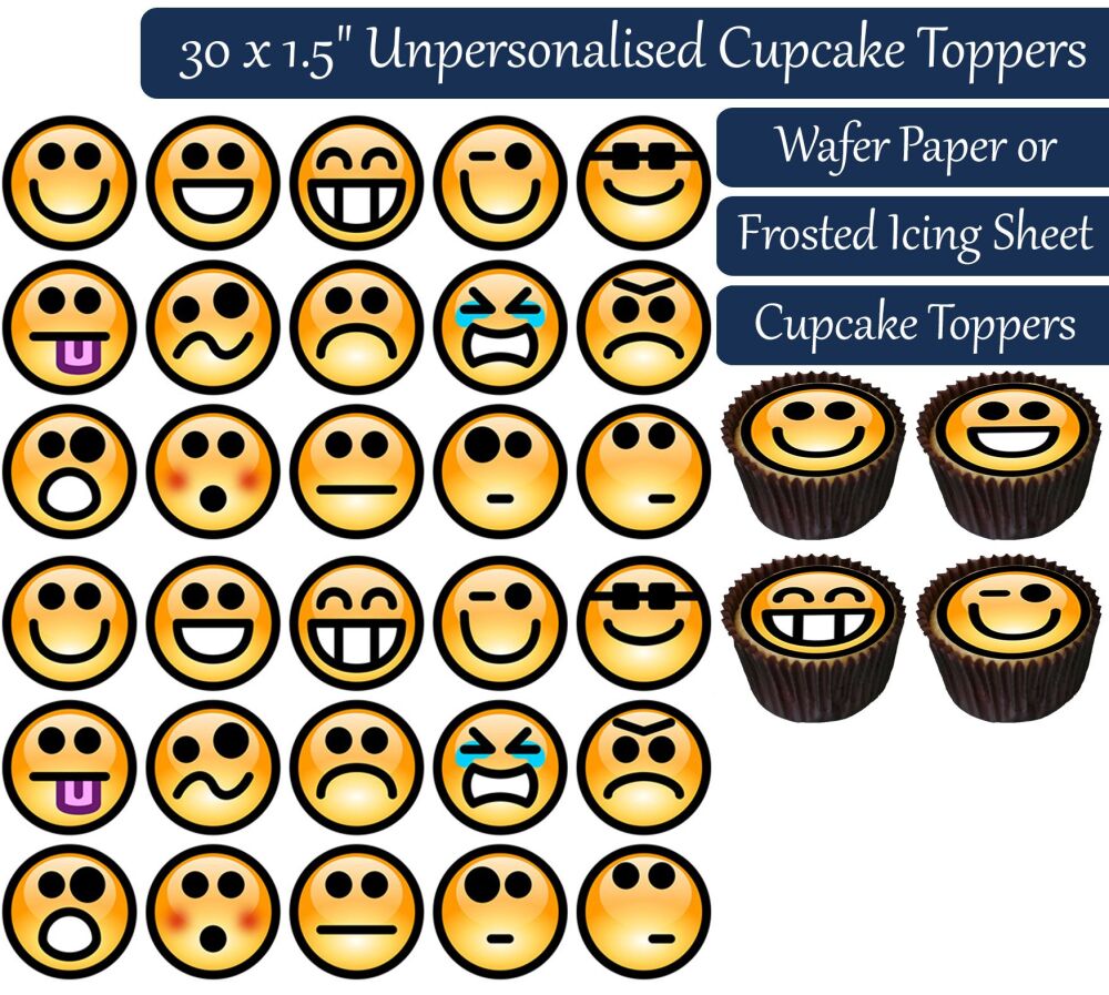 Emoji Yellow - 30 Cupcake Toppers